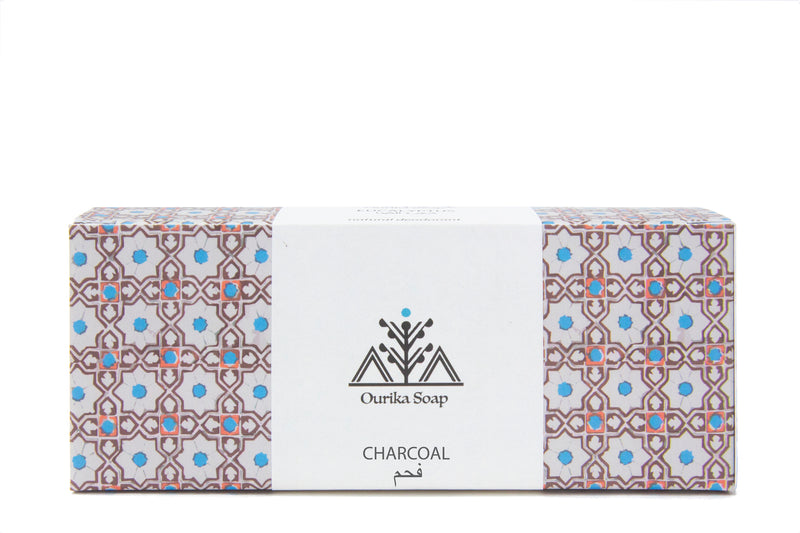 Charcoal Marrakech  Jewel Soap on a Rope. Moroccan tile packaging