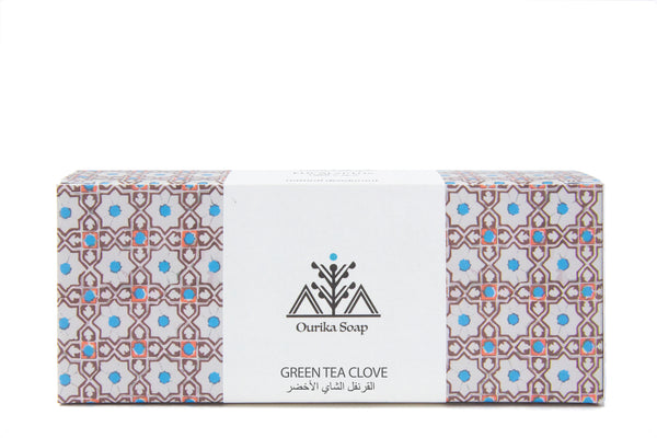 Green Tea Clay Hanging Marrakech Soap with Moroccan Resin  Beads in Tile Packaging