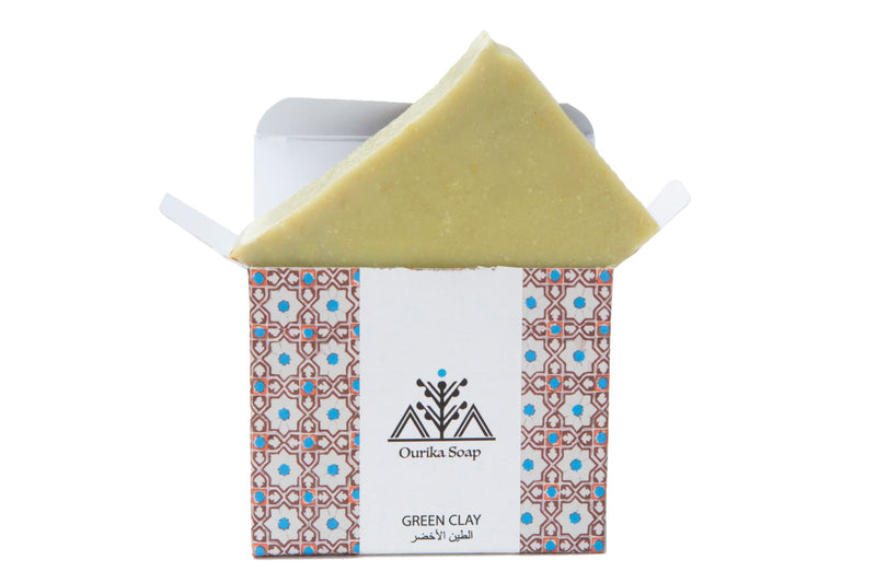 Green Clay Organic Ourika Soap and its Moroccan Tile Packaging 