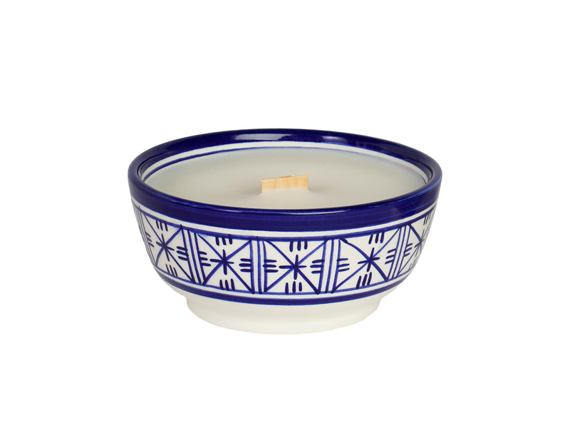 Ceramic Moroccan Candle with wood wick