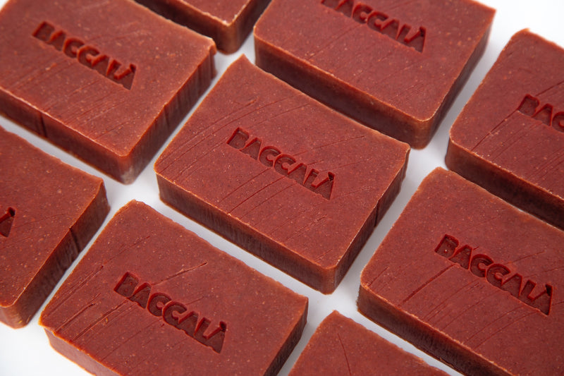 Baccala Magazine Organic Madder Root Soaps laying flat made By Ourika Soap