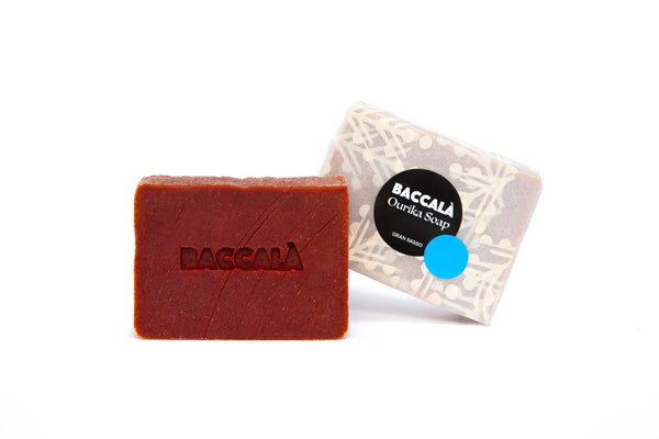 Baccala Magazine Madder Root Soap with Packaging Made by Ourika Soap
